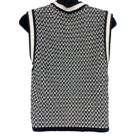 Ann Taylor Womens Knit Sweater Vest Black White Sleeveless Medium V-Neck NWT New - Picture 8 of 10